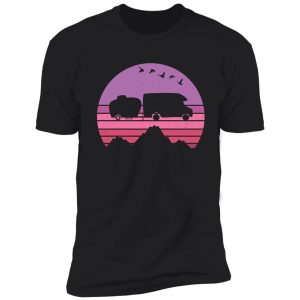 camping van camper vintage sunset rose pink shirt