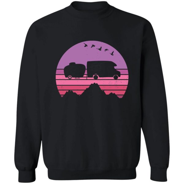camping van camper vintage sunset rose pink sweatshirt