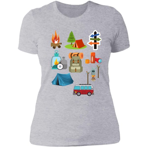 camping vector lady t-shirt