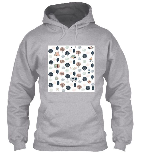 camping white pattern hoodie