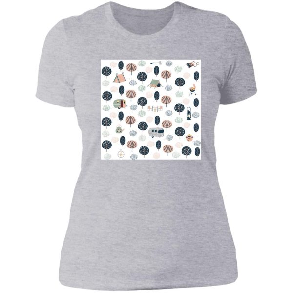 camping white pattern lady t-shirt