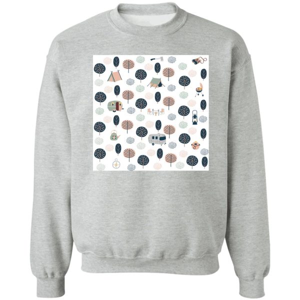 camping white pattern sweatshirt