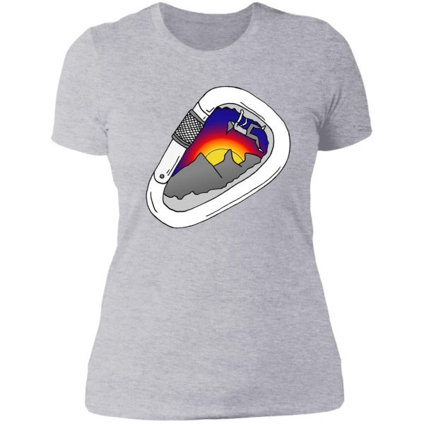 carabiner sunset climbing glasshouse mountains lady t-shirt