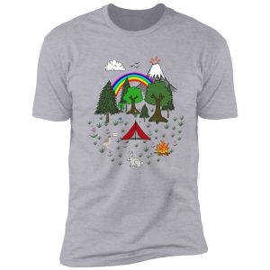 cartoon camping scene shirt