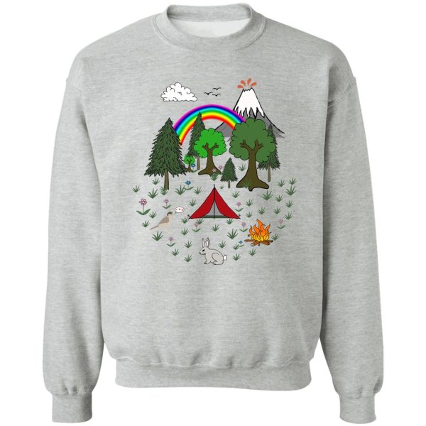 cartoon camping scene sweatshirt