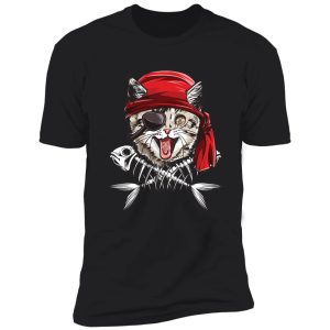 cat pirate t shirt jolly roger flag skull and crossbones tee shirt