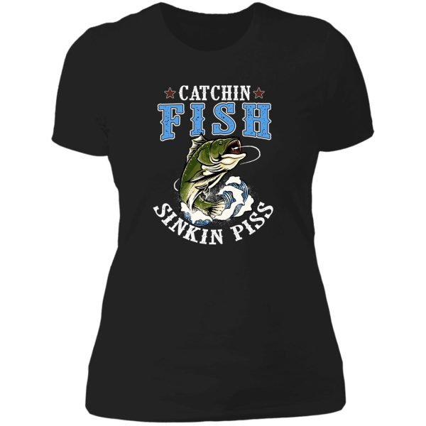 catching fish and sinking piss lady t-shirt
