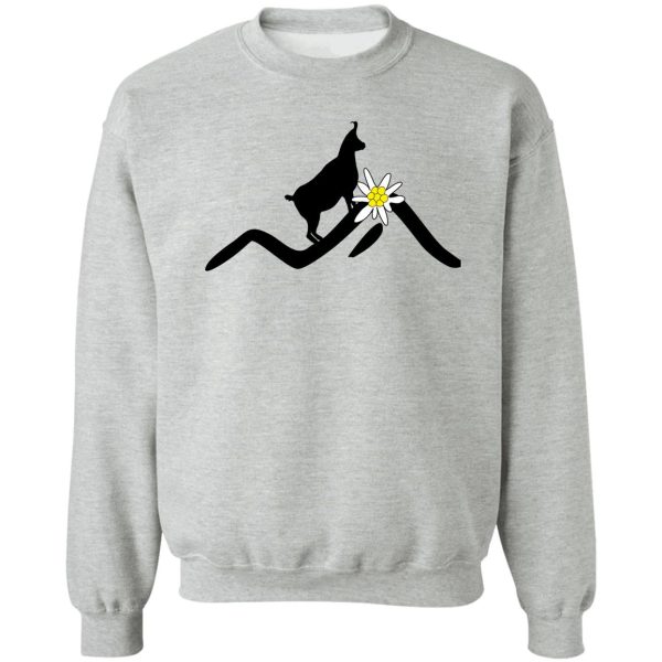 chamois mountains and edelweiss flower sweatshirt