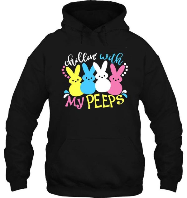 chillin with my peeps funny bunny cat easter gift hoodie