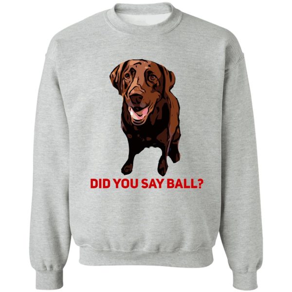 chocolate lab did you say ball sweatshirt