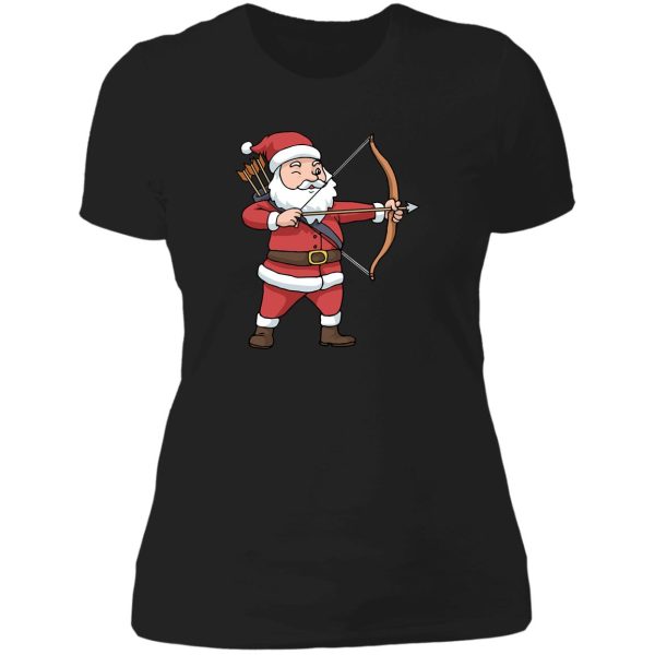 christmas archery arrow bow hunting santa claus lady t-shirt