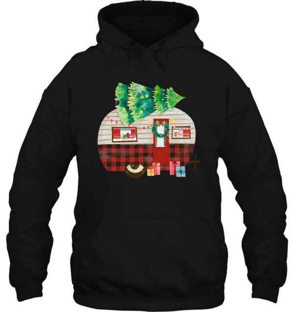 christmas camper gift . buffalo plaid christmas camper hoodie