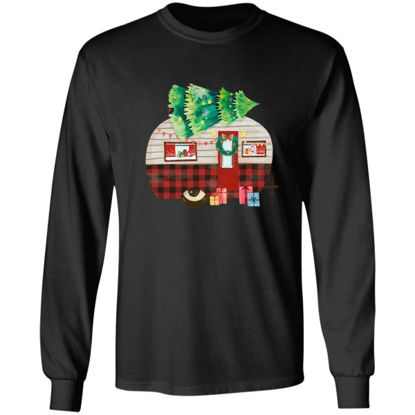 christmas camper gift . buffalo plaid christmas camper long sleeve