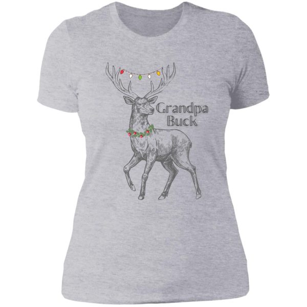 christmas holiday grandpa buck with large buck design lady t-shirt