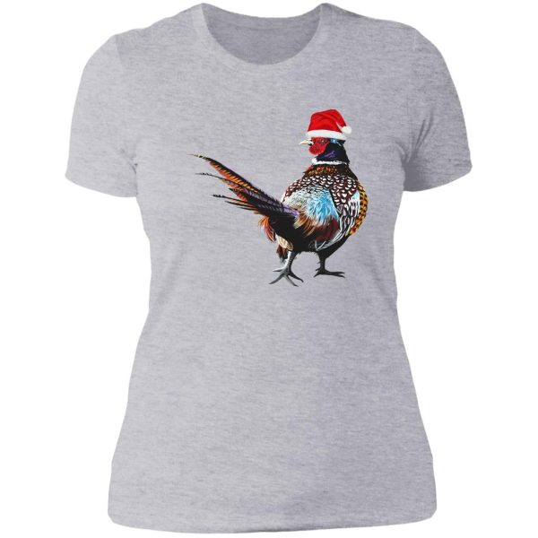 christmas pheasant - festive pheasants - game bird- christmas pheasant art lady t-shirt