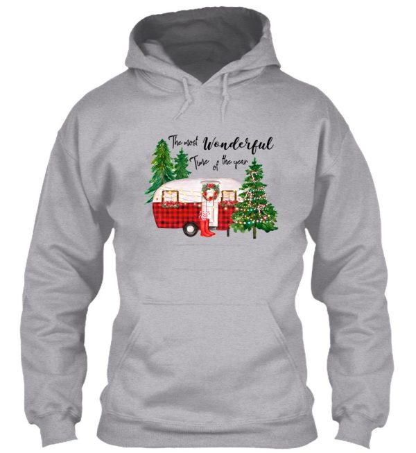 christmas red plaid camper trailer retro camper the most wonderful time of the year hoodie