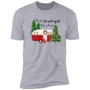christmas red plaid camper trailer retro camper the most wonderful time of the year shirt