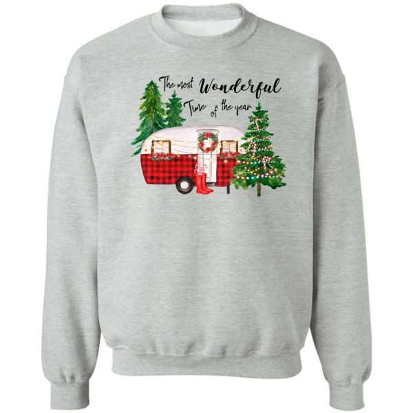 christmas red plaid camper trailer retro camper the most wonderful time of the year sweatshirt