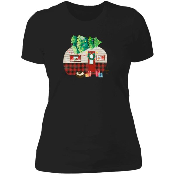 christmas rv camper lady t-shirt