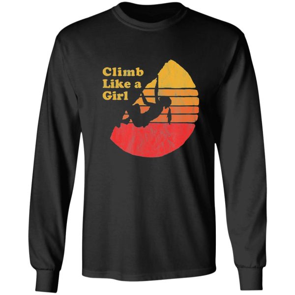 climb like a girl distressed retro rock climbing 08s long sleeve