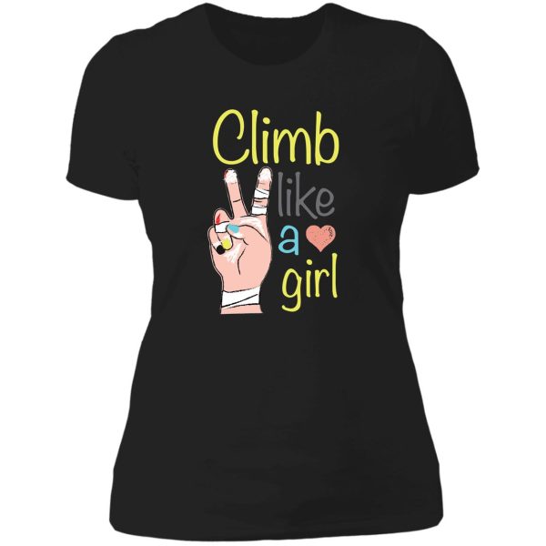 climb like a girl lady t-shirt