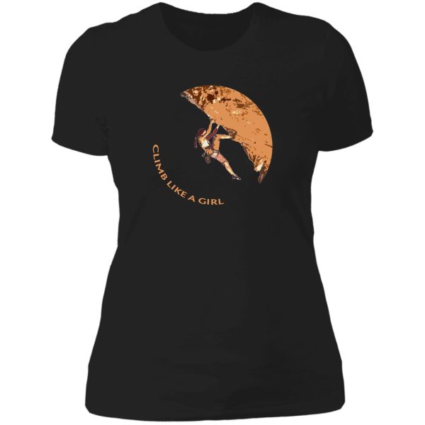 climb like a girl rock climbing bouldering lady t-shirt