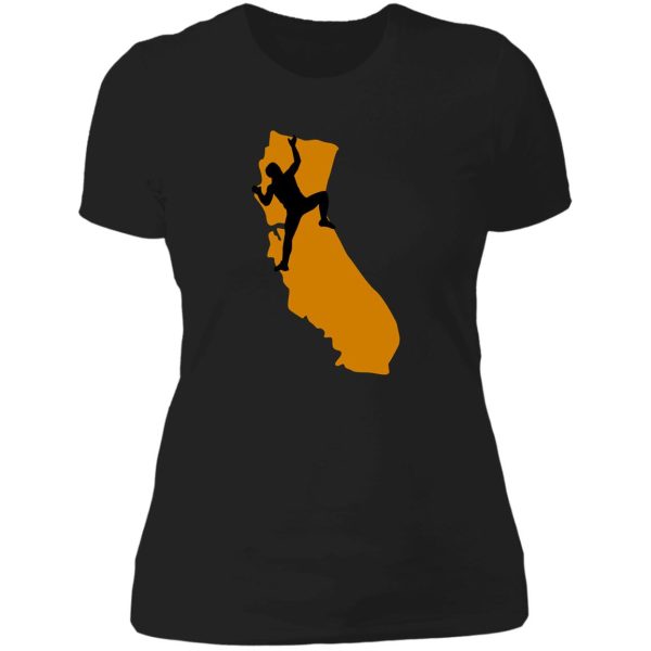 climb local. california. climbing lady t-shirt