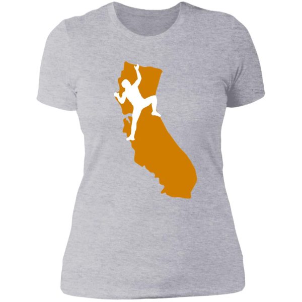climb local. california. climbing lady t-shirt