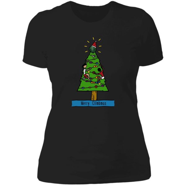 climbing bouldering christmas tree - vegetarian version! lady t-shirt