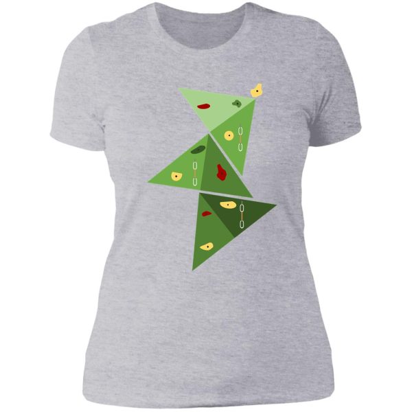 climbing christmas tree lady t-shirt