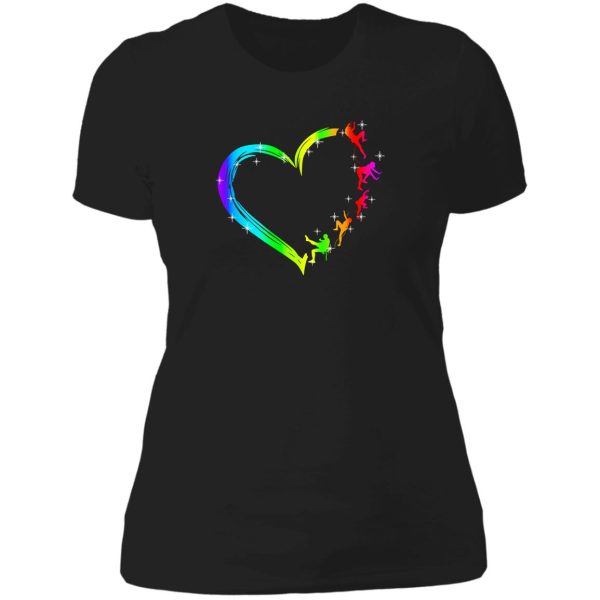 climbing heart watercolor art lady t-shirt