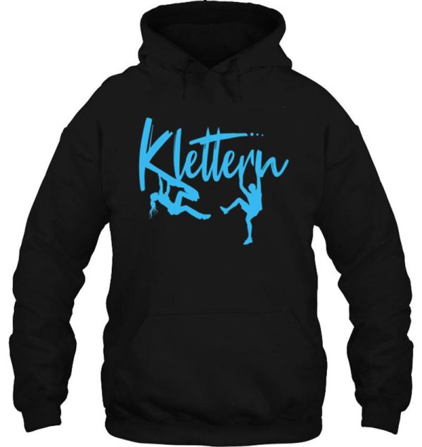 climbing lettering in turquoise and pink with female climbers - climbing gift hoodie