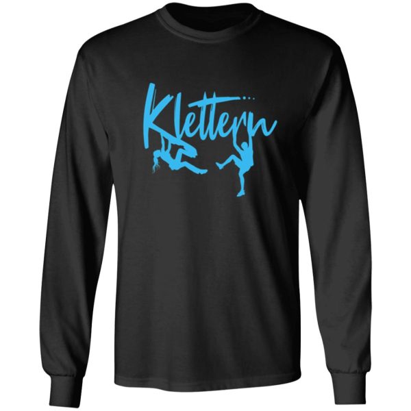 climbing lettering in turquoise and pink with female climbers - climbing gift long sleeve