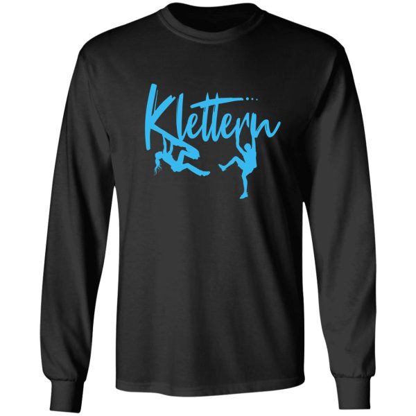 climbing lettering in turquoise with female climbers and climbers - climbing gifts long sleeve