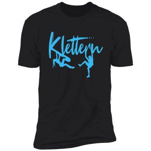 climbing lettering in turquoise with female climbers and climbers - climbing gifts shirt