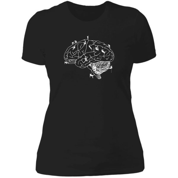 climbing on the brain lady t-shirt