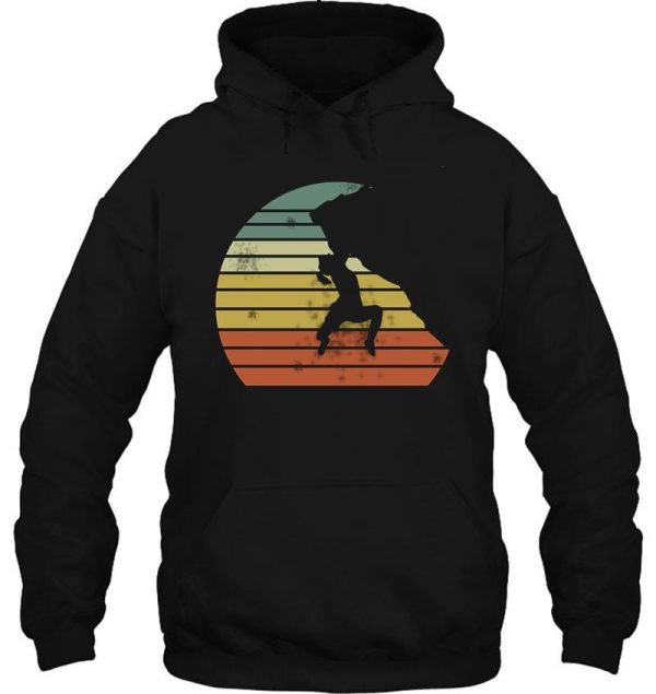 climbing rock bouldering distressed retro rock climbing 80s sun graphic gift for men and women hoodie