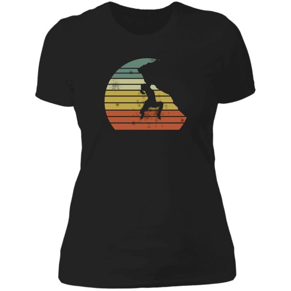 climbing rock bouldering distressed retro rock climbing 80s sun graphic gift for men and women lady t-shirt