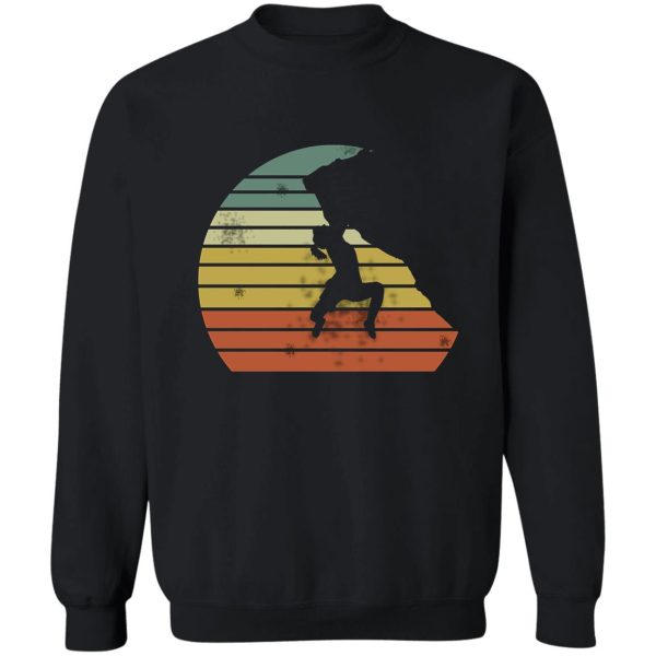 climbing rock bouldering distressed retro rock climbing 80s sun graphic gift for men and women sweatshirt