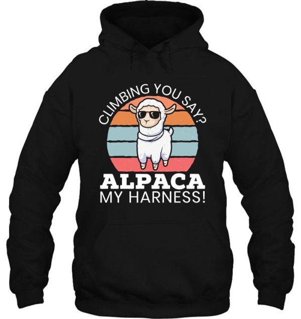 climbing you say alpaca my harness llama mountain hoodie