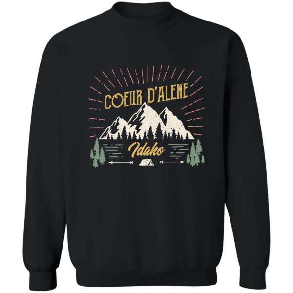 coeur dalene idaho mountain design on back sweatshirt