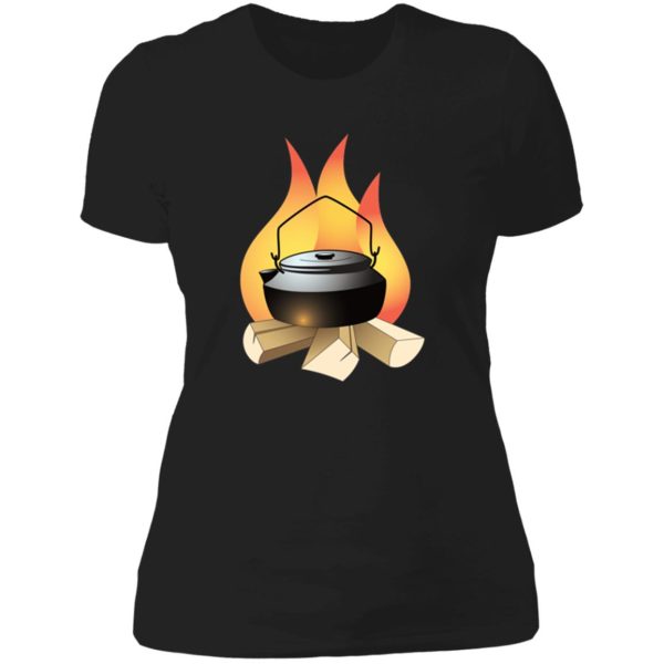 coffee pot and camp fire lady t-shirt