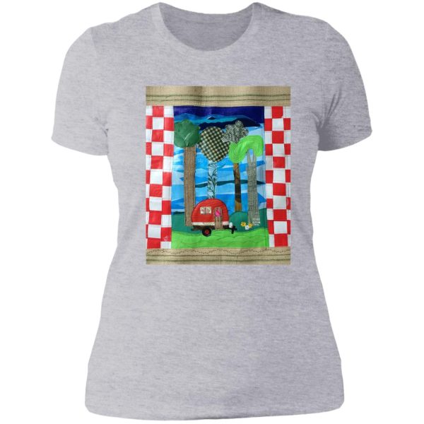 colorado camping in lil' red lady t-shirt