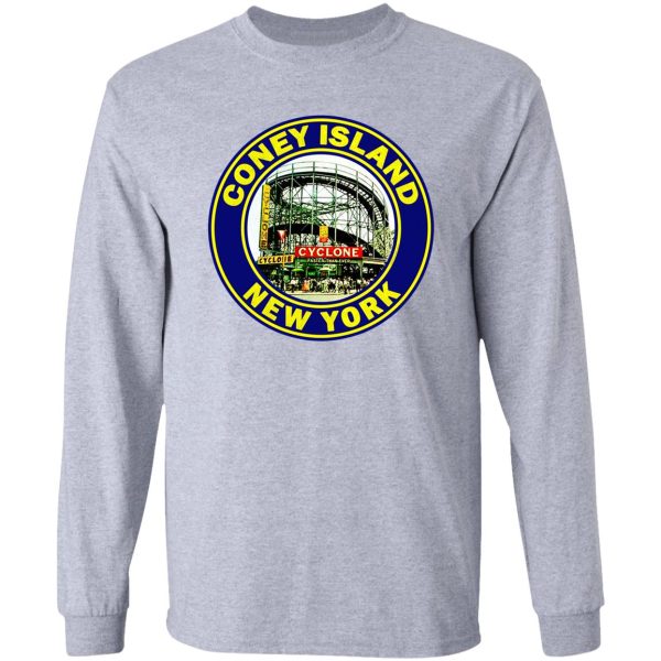 coney island new york cyclone roller coaster vintage long sleeve