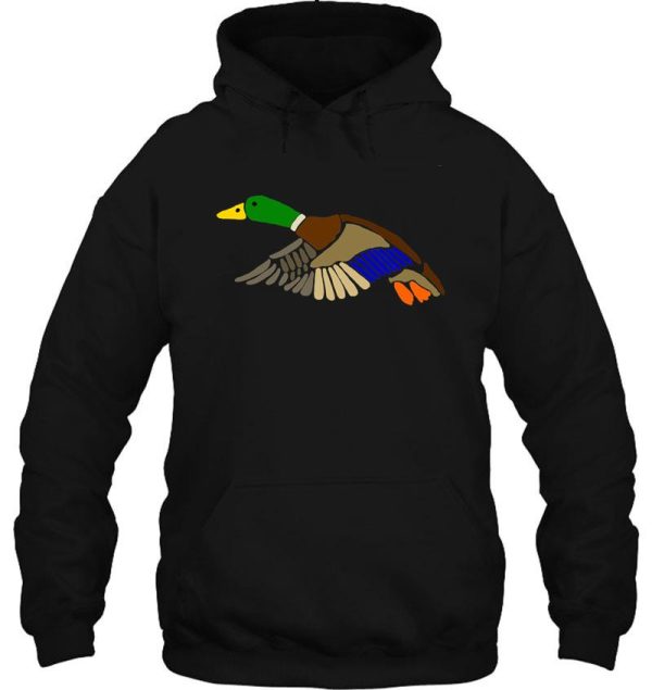 cool artistic mallard duck in flight art hoodie