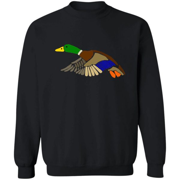 cool artistic mallard duck in flight art sweatshirt