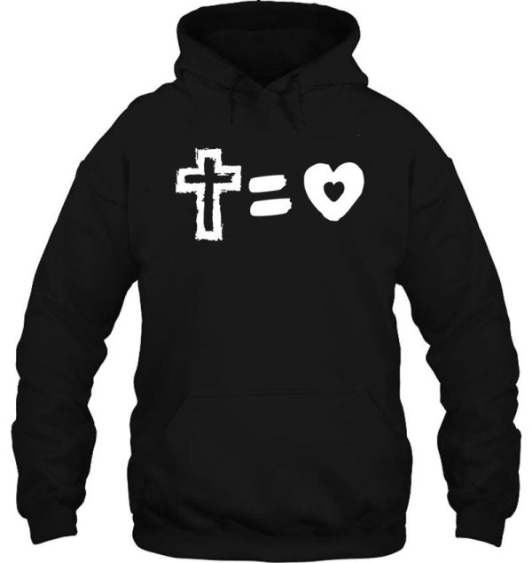 cross equals love heart funny math christian easter t shirt hoodie