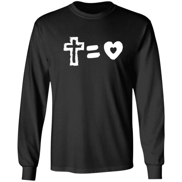 cross equals love heart funny math christian easter t shirt long sleeve