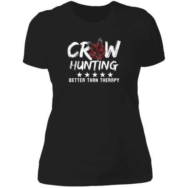 crow hunter crow hunting therapy lady t-shirt