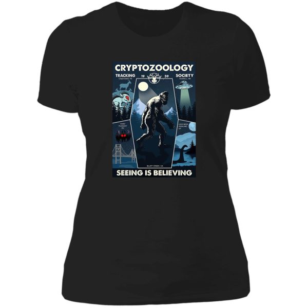 cryptozoology tracking society bigfoot lady t-shirt